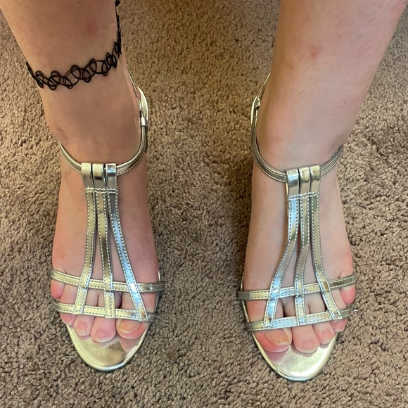 Target - Fioni: Silver Strappy Kitten Heels - Picture 8 of 15